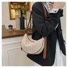 High-End Straw Woven Crescent Shoulder Bag: Fashionable, Pastoral Style, Hollowed-Out Versatile Handbag/Crossbody Bag for Casual Travel