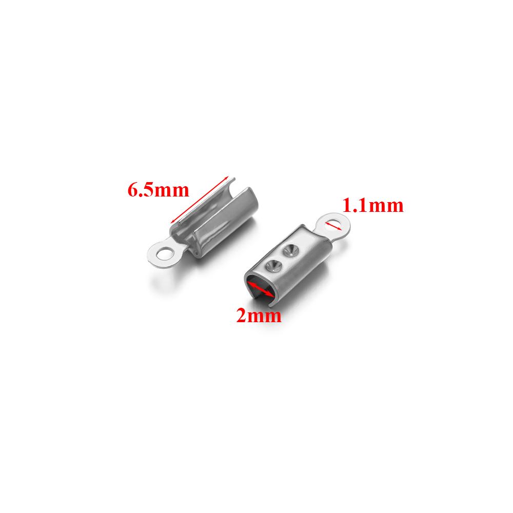 50pcs Stainless Steel 18k Gold Plated Crimp End Beads Caps for Diy Jewelry Making Findings Bracelet Necklace Chains Accessoreis