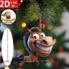 2D Cute Big Mouth Horse Keychain Rearview Mirror Pendant Animal Hanging Ornament Car Interior Decoration Toys