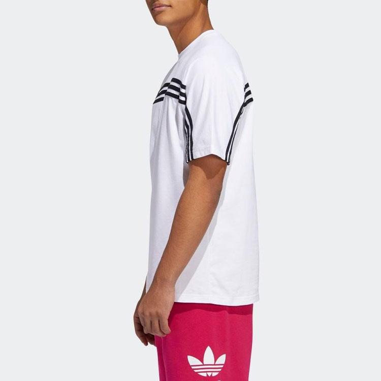 Adidas Originals Trefoil 3-Stripe Embroidered Logo Short Sleeve T-Shirt Men Tops White FM1529
