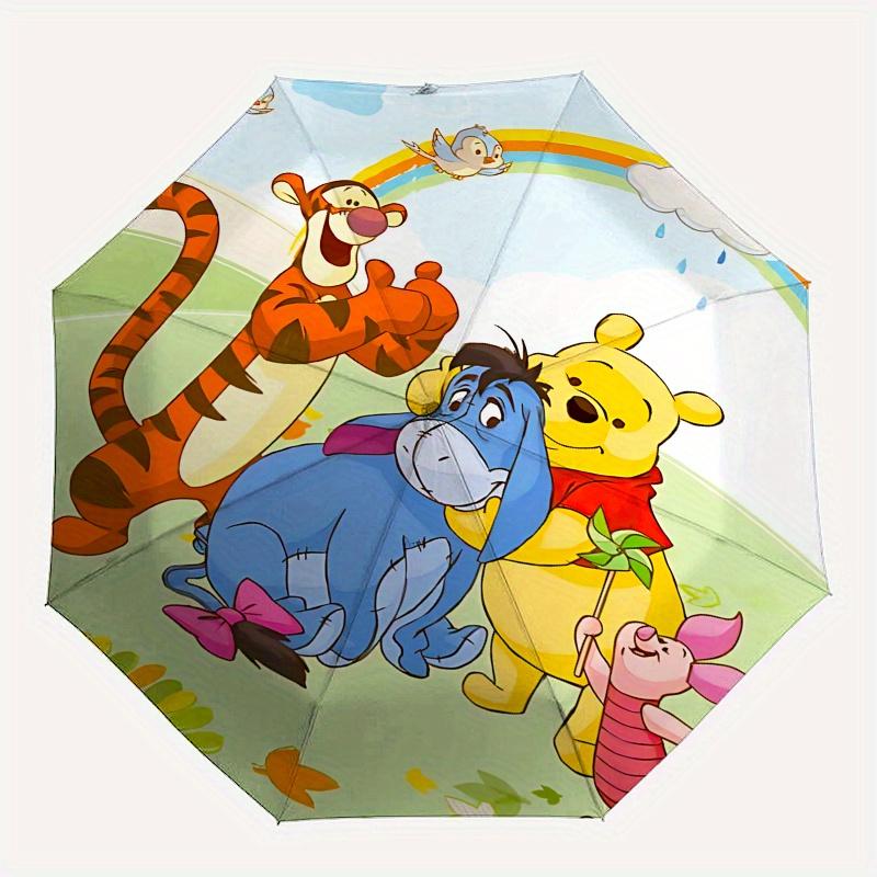 Ombrello Automatico Apri e Chiudi Winnie the Pooh e Tigro - Ombrello Pieghevole Portatile a 8 Stecche con Manico in Plastica, Adatto per il Tempo Libero