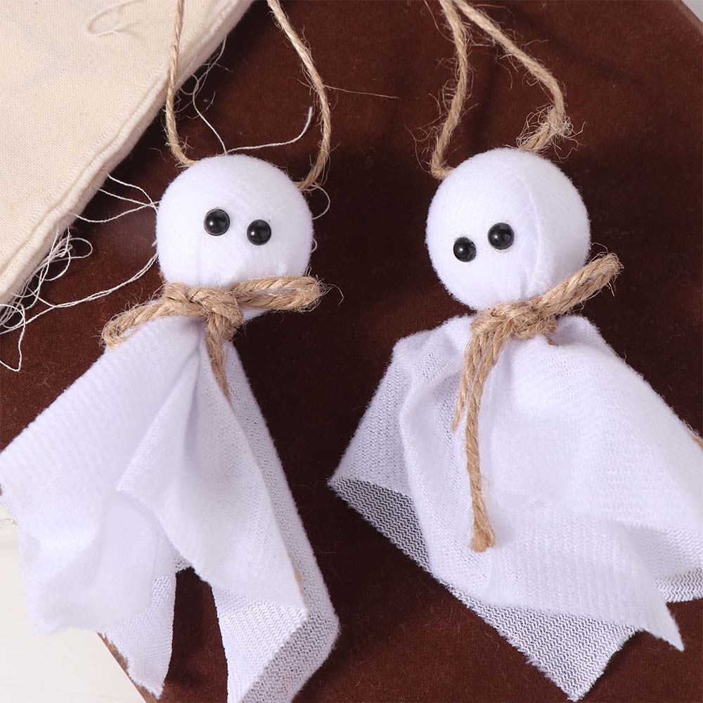 6Pcs 3 Inch Halloween Hanging Ornaments White Ghosts Hanging Ghost Pendant Haunted House Decoration