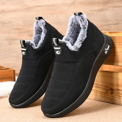 Bottes de neige à enfiler d'hiver pour hommes, chaussures légères en coton pour hommes, bottines chaudes en velours épais pour l'extérieur, chaussures décontractées