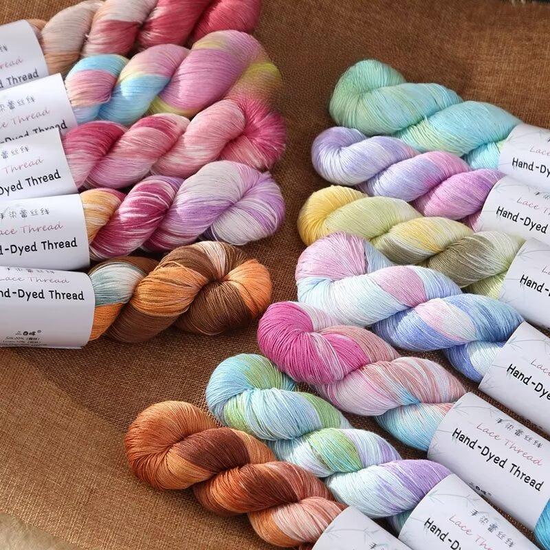 1PC 100g Cotton Bamboo Fiber Yarn for DIY Hand Knitting Hand-Dyed Lace Gradient Color Crocheting Sweaters Shawl Scarves