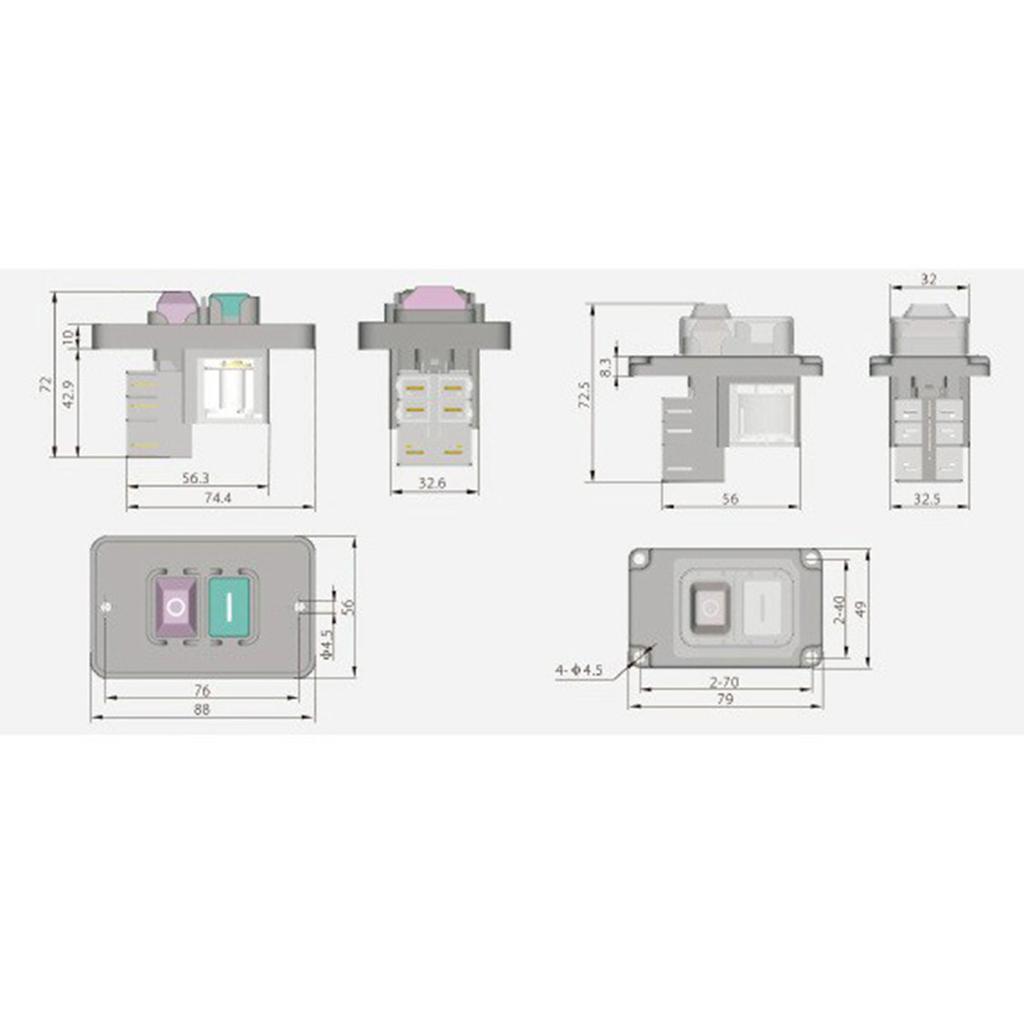 KJD12-14 6-Pin Electromagnetic Circuit Breaker Switches Electromagnetic Protection Switches Reliable Power Protections