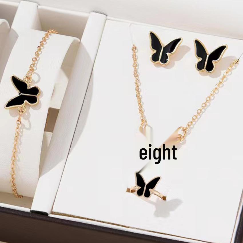 Chic Rhinestone Zircon Jewelry Set: Necklace, Earrings, Ring & Watch for Women