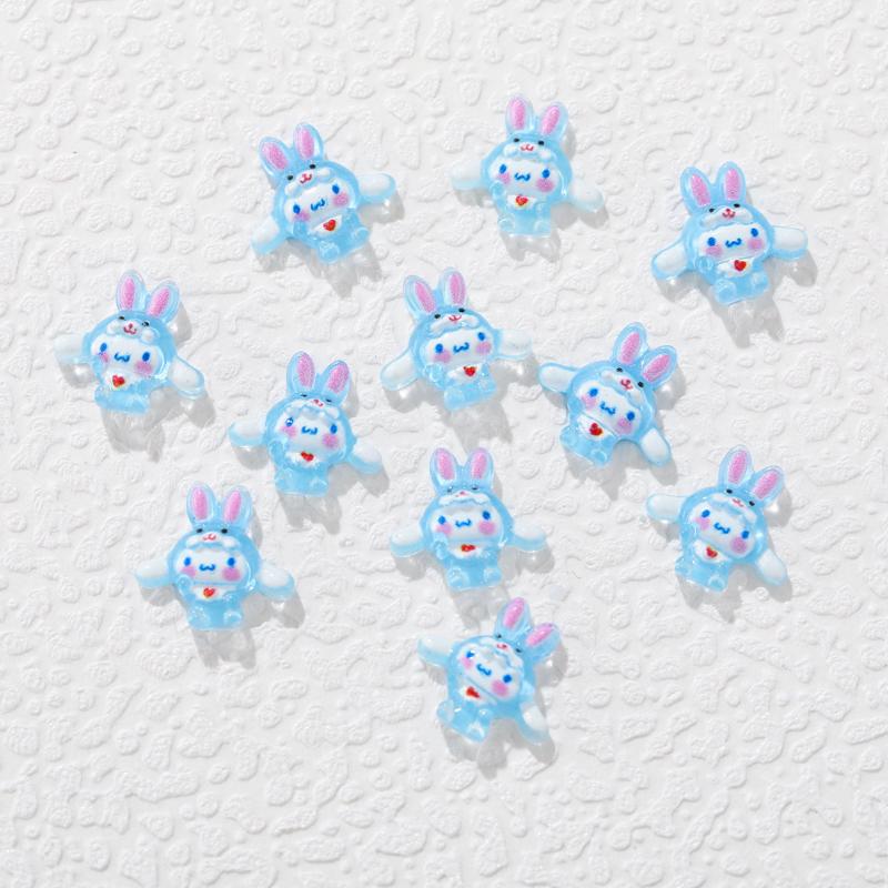 60 Pcs New 3D Mini Cartoon Puppy Little Rabbit Lovely Resin Flat Back Scrapbook Diy Nail Decoration Component Holiday Gifts A6