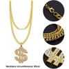 7pcs Hip Hop Costume Kit 80s/90s Outfits Cool Rapper Accessories Sunglasses Gold Plated Dollar Sign Chain Rings Necklace