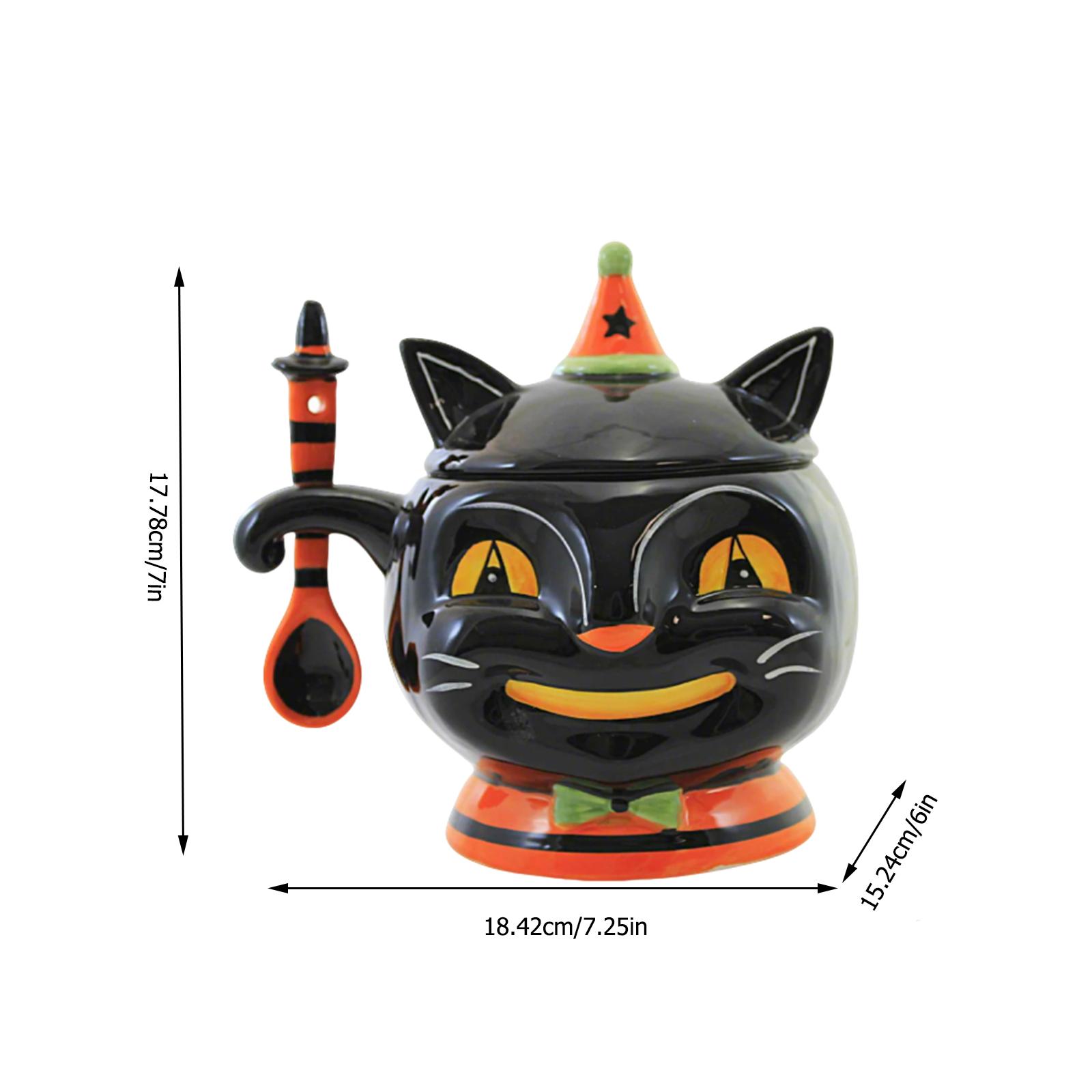 

Halloween Decor Retro Halloween Smiling Cat Candy Bowl Snack Candy Jar For Halloween Drink And Dessert Cups Ice Cream Hot Cocoa One Size чорний