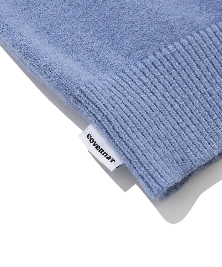 COVERNAT WOMAN Crop C Logo Turtleneck Knit Blue