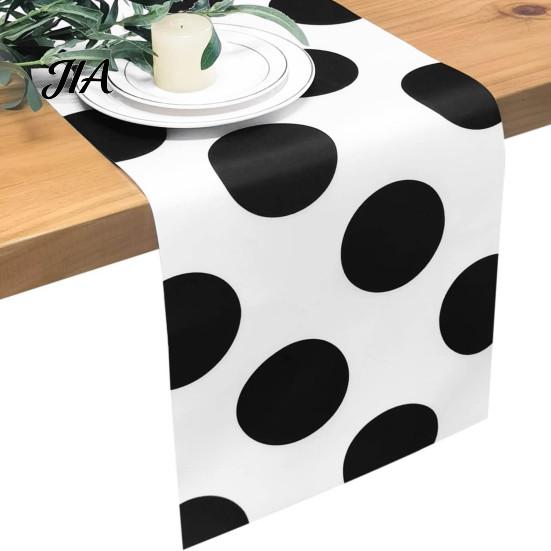 Washable Rectangular Desk Runner Modern Geometric Table Runner, Black And White Checkered Stylish Pattern 72 Inch Striped for Dining Decor Easy Care