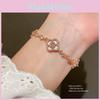 Elegant Floral Alloy Bracelet With Sparkling Zirconia For Women Summer Fashion Accessory