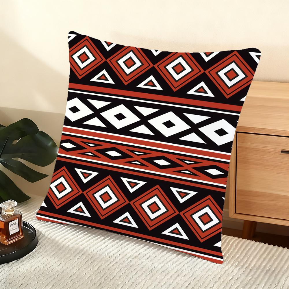 Geometric Patterns Cushion Cover Soft Short Plush Pillow Cover Smooth Cozy Texture Aesthetic Cushion Case Home Decor
