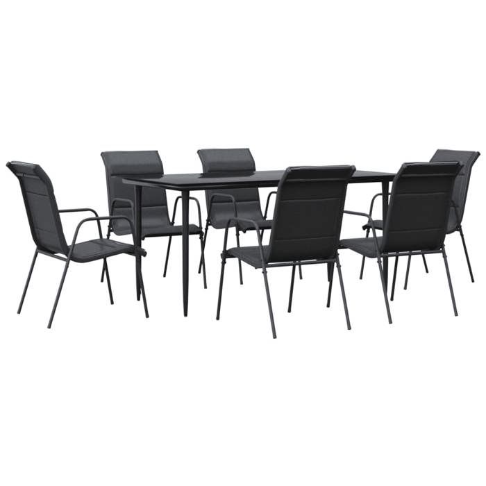 VidaXL Ensemble à manger de jardin 7 pcs noir textilène et acier 3200707