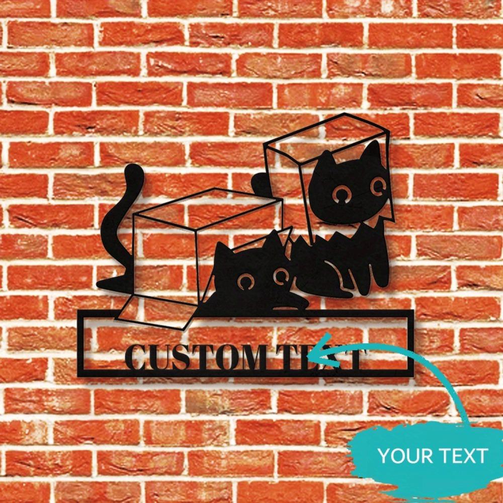 Metal Cat Wall Art Retro Tin Sign Personalized Gift Indoor Outdoor Home Decor