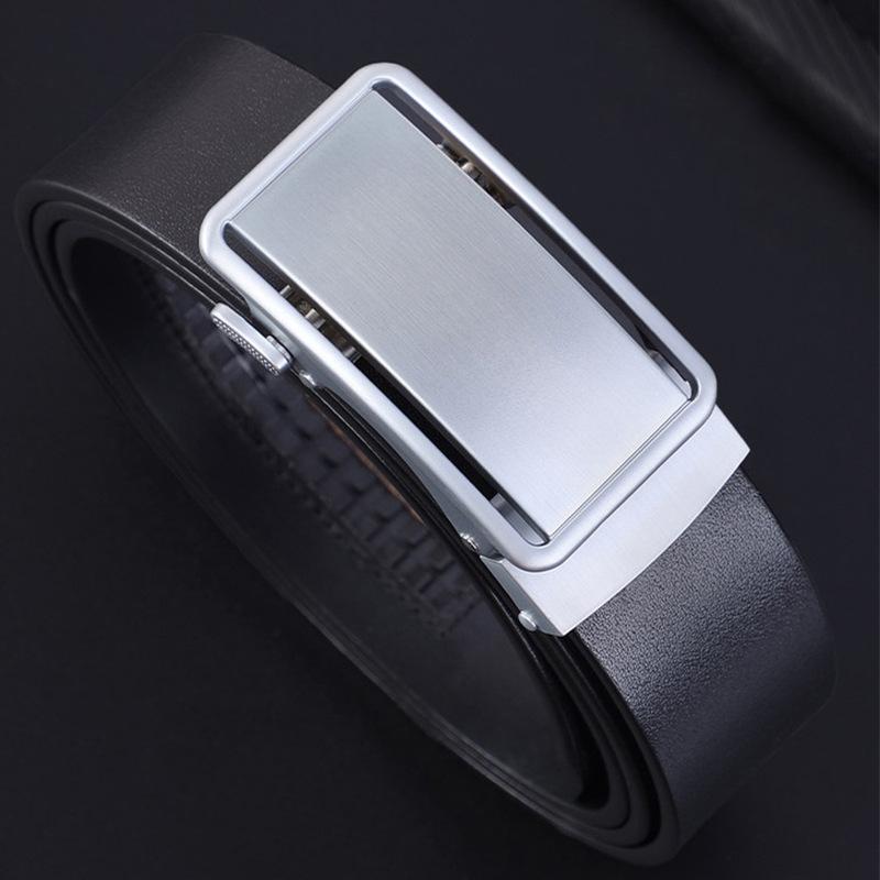 Мужской деловой кожаный ремень Высококачественный деловой ремень Простой повседневный универсальный ремень с автоматической пряжкой 110cm