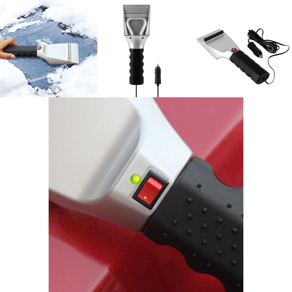 Electric Auto Heated Windshield Ice Scraper Flashlight Snow Melter Removal Car