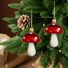 4pcs/6pcs Christmas Mushroom Hanging Decorations Red White Glossy Plastic Mushroom Ornaments with Black Dot Design, Golden Loops for Christmas Tree,