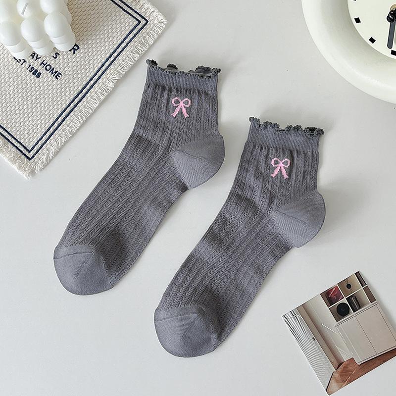 Summer Thin Mid-calf Socks for Women, Mesh Perforated Breathable Short Socks, Ballet-style Cream Color Socks