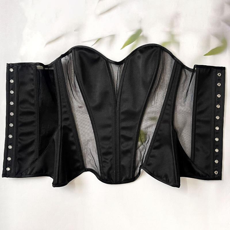 Sexy European American Ins Style Cat Ear Shaping Mesh Satin Bustier Top