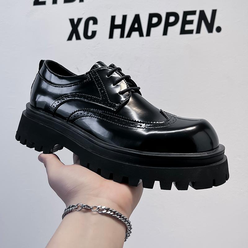 Fashion Lacquer leather Derby Men's Shoes Fashionable retro design style Daily Youth Trendy Party Outdoor street Black Green shoes Hot