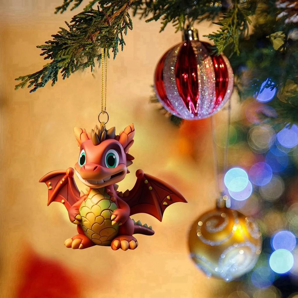 Cartoon Style Christmas Dragon Baby Hanging Decor For Festive Car Accessories