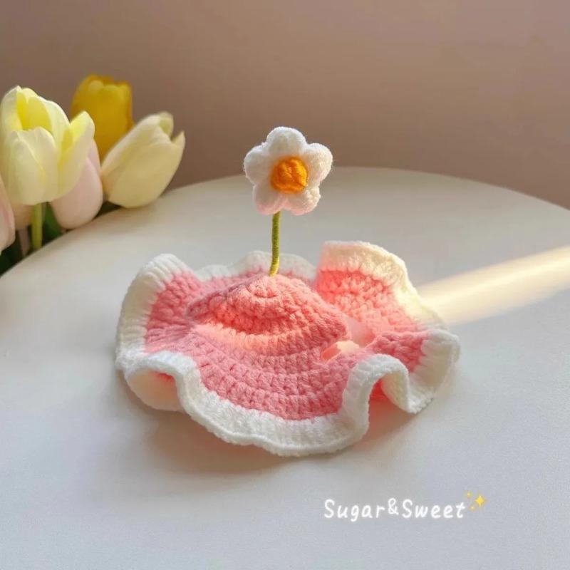 Pet Hat Cat Hat Dog Head Cover Headwear Handmade Weaving Decoration