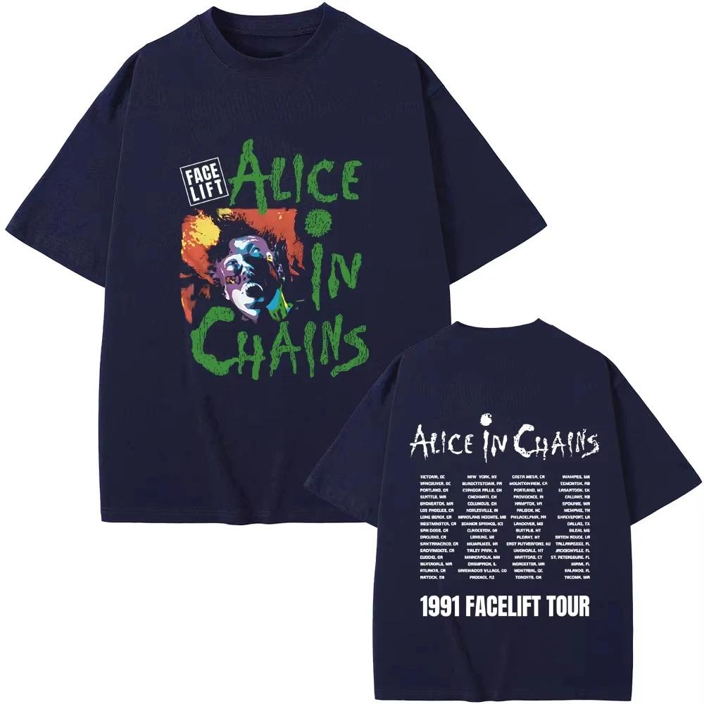 Rock Band Alice in Chains Face Lift Tour 1991 T Shirt Men Women Punk Casual Oversized Tshirt Tops Male Fashion Pure Cotton Tees M
