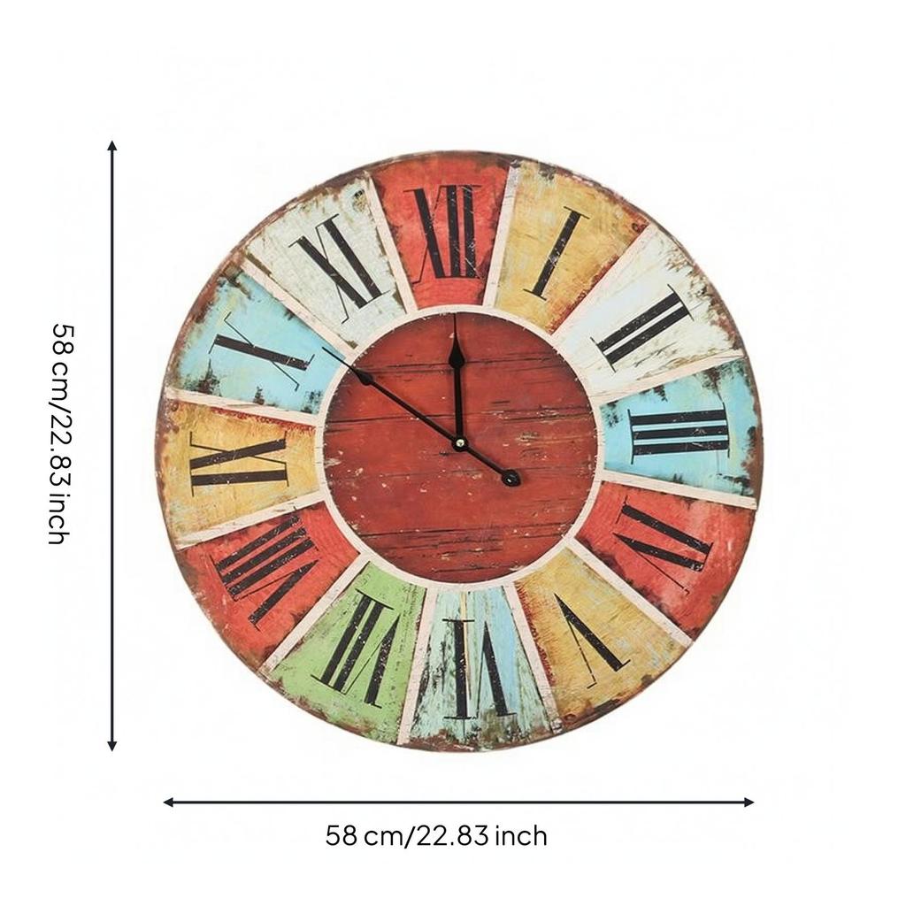 Wooden Wall Clock Quiet Timepiece Cordless for Interior Decoration, Guesthouse