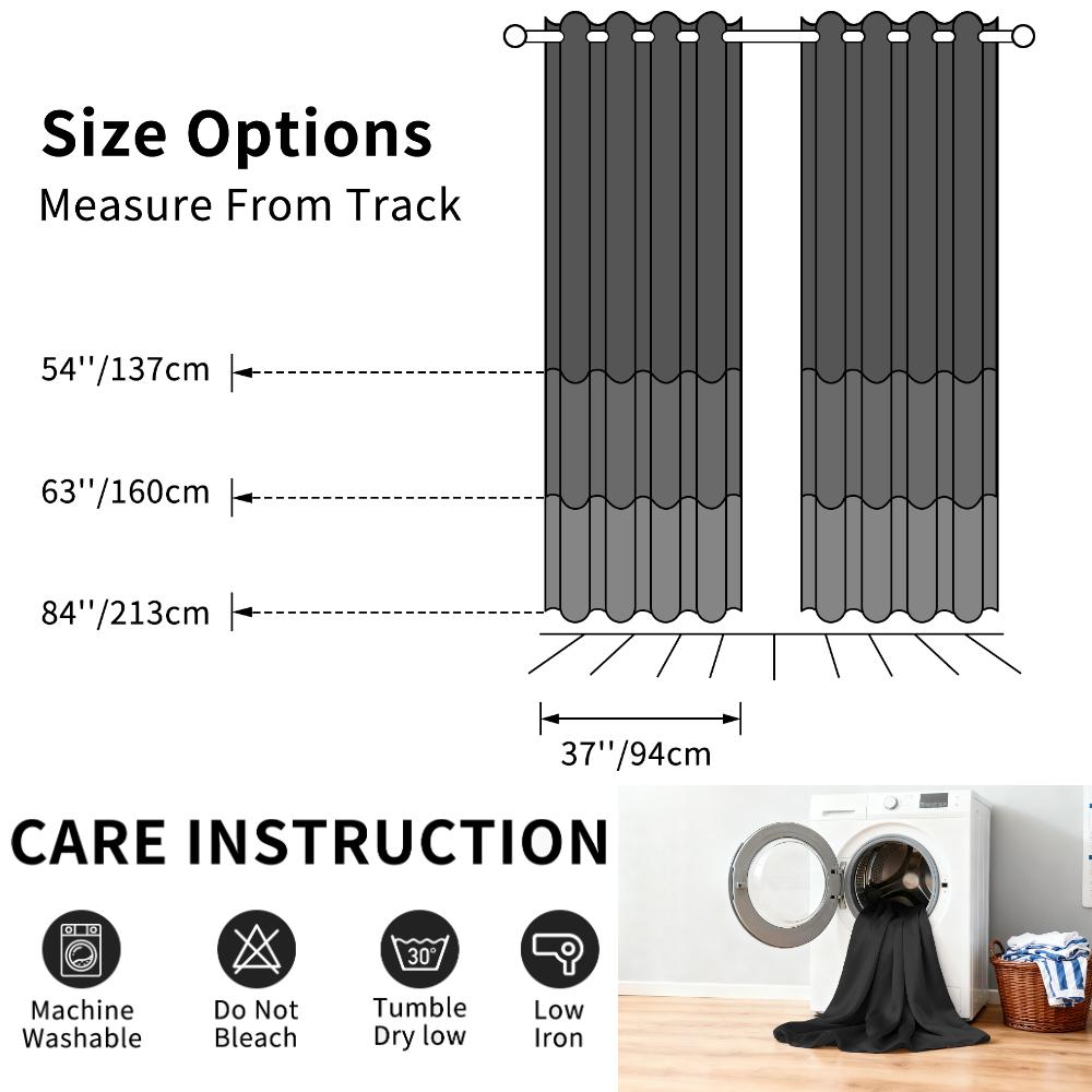 Blackout Curtain for Living Room Polyester Pongee Grommet Thermal Insulated Light Blocking Curtain Drape for Patio French Door