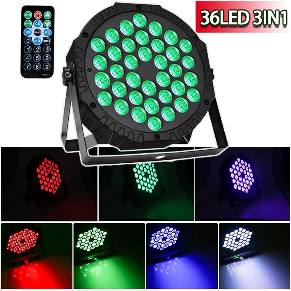 4PCS 36LED Stage Flat Par Lighting Effect RGB 3IN1 DMX 512 DJ Disco Party Holiday Christmas Bar Club Wedding Show Lights