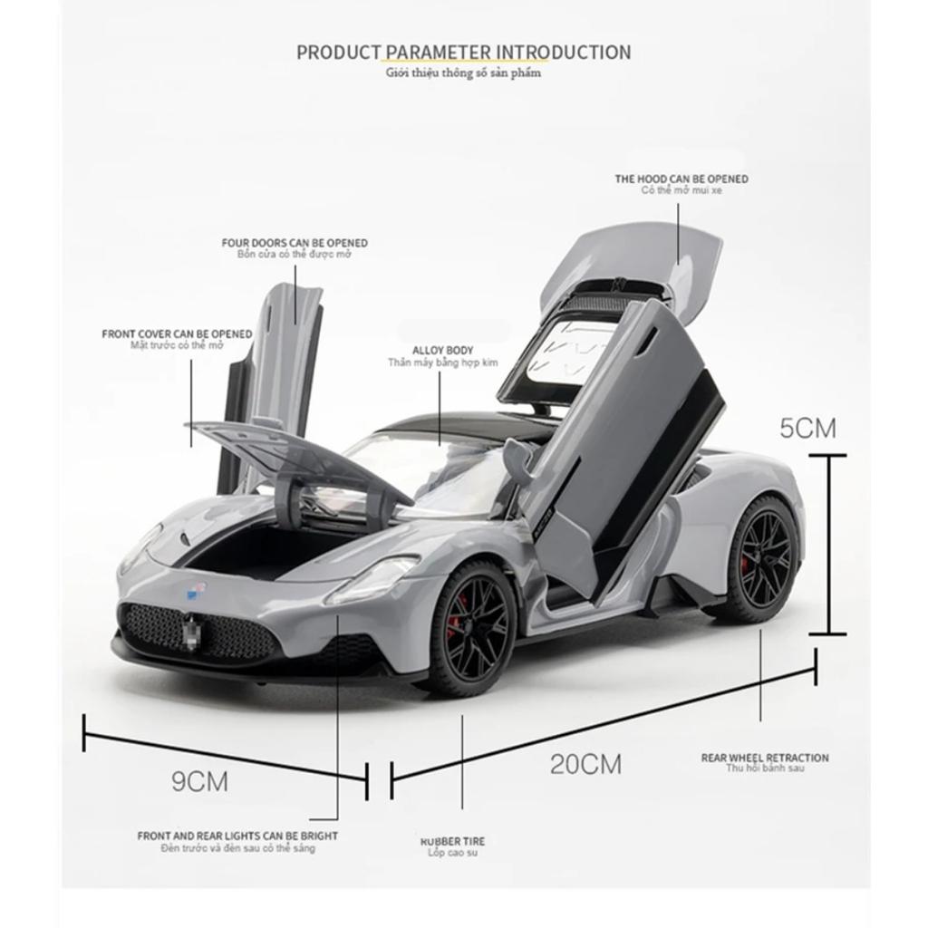 1/22 Maserati MC20 Cabrio Rennwagen-Modell aus Metallguss, Sportwagen-Modell mit Sound und Lichteffekten, Spielzeug für Kinder, Geschenk