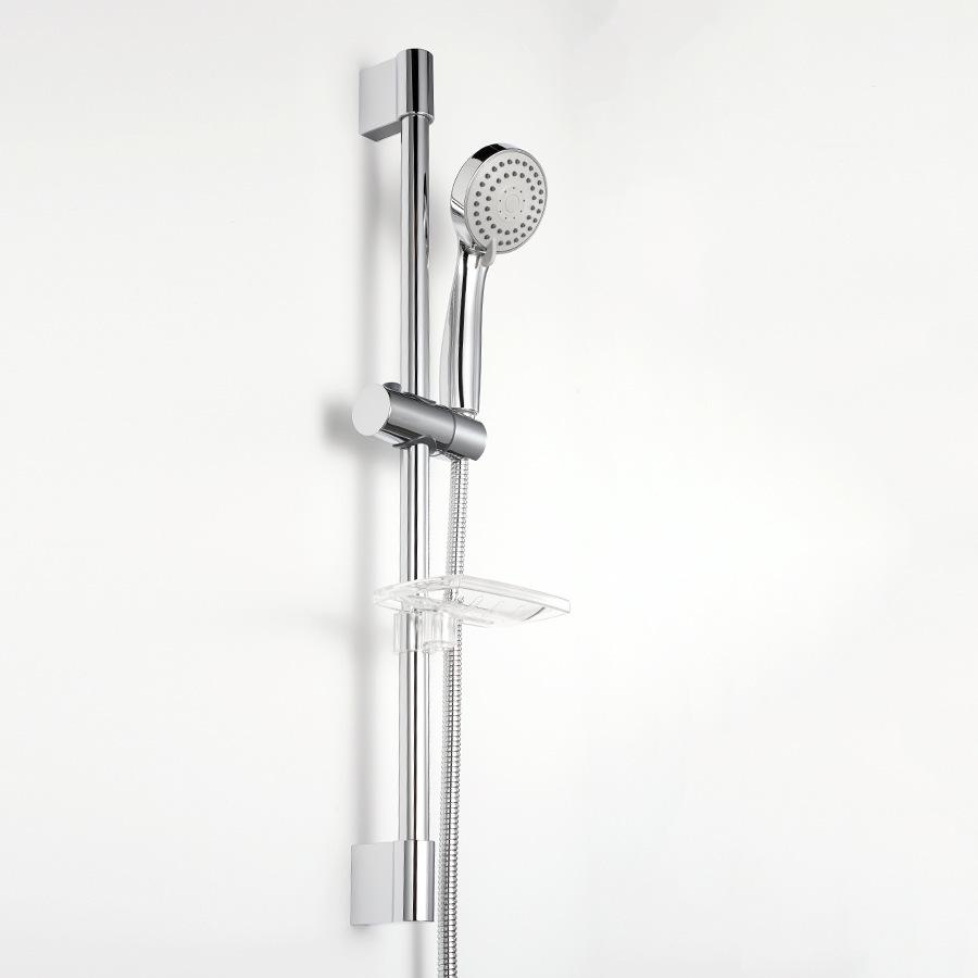 Matte Black Stainless Steel Shower Set with Electroplated Finish and Adjustable Rod Holder