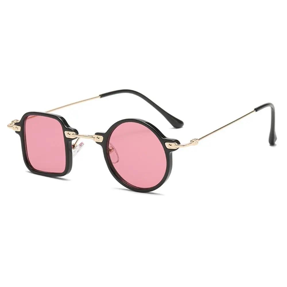 Unique Asymmetrical Square Round Sunglasses Retro UV400 Clear Men Punk Sun Glasses Ocean Lens Shades for Women Men