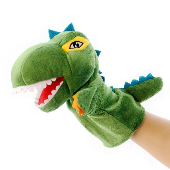 Cartoon Dinosaur Plush Soft Hand Puppet Kids Toddler Pretend Playing Toy Gift