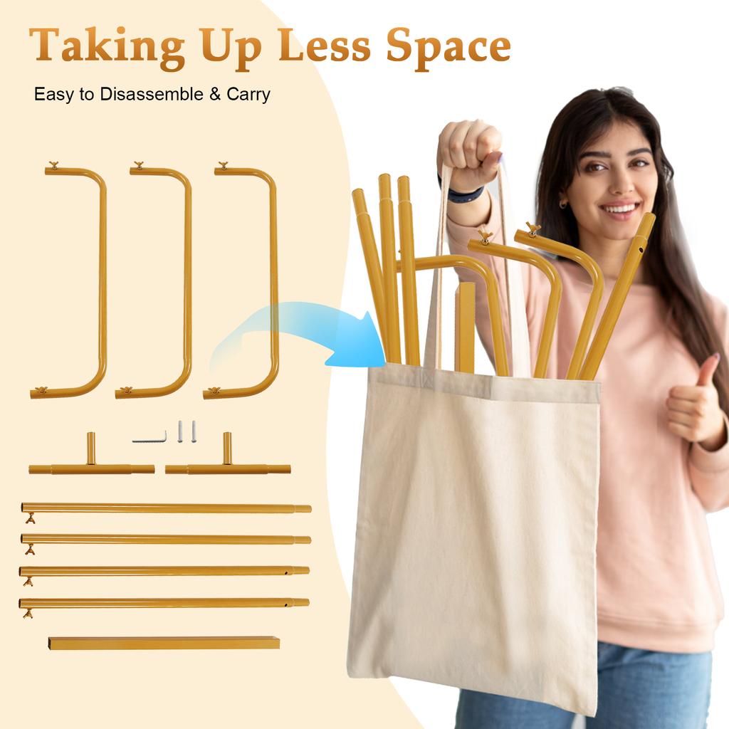 Elegant Gold Metal Wedding Arch Stand Decor,4.9 Ft Tall Geometric Welcome Sign Frame, Seating Chart Holder, Guest List Directory