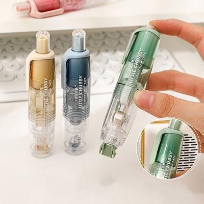 360 Degree Rotation Head Press Replaceable Core Correction Tape Cute Pen Shape Corrector Students Altered Tools