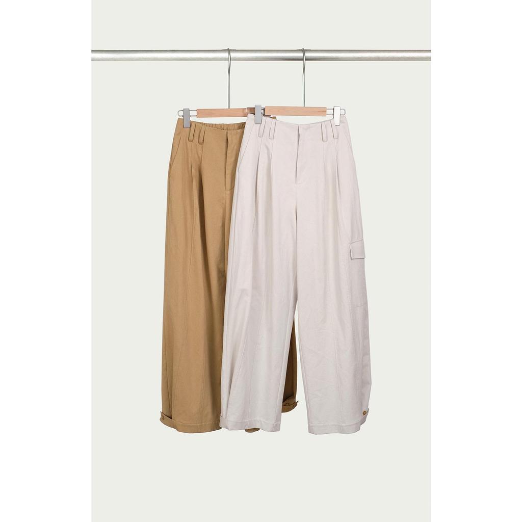 Women's Spring Drape Twill Tencel Cotton Wide-Leg Elastic Waist Pants - Versatile Workwear and Casual Slim Trousers
