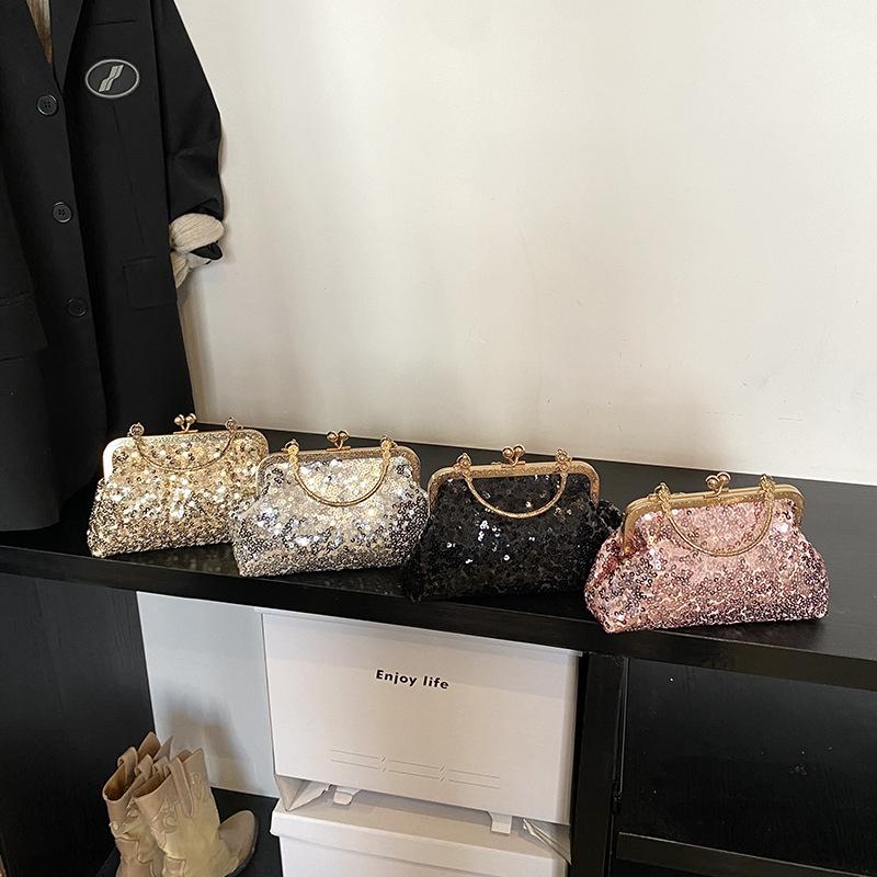 Fashion Shiny Sequins Shoulder Bag Luxury Handbag Evening Small Purse Clutch Bag Banquet Chain Bag Girls