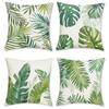 4Pcs Tropical Leaf Cushion Covers, Vibrant Green Monstera & Palm Print Pillow Cases For Sofa Bedroom Living Room 45X45Cm