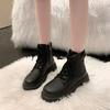 Martin Boots Women's New British Style Heightened Platform Locomotive Boots Velvet Short Boots Women's Spring and Autumn Single Boots Women's