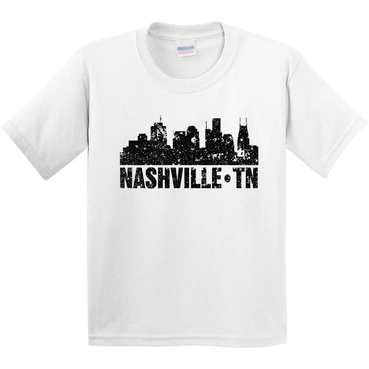 Inktastic Nashville Skyline Grunge Youth T-Shirt Skylines Nasville Silhouette In 160
