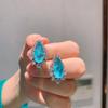 Schmuck Himmelblau Simulation Paraiba, Großes Wassertropfen Schmuckset Ohrstecker 8 * 16 Anhänger 15 * 25