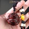 Rosewood Carved Pixiu Ornament: Gourd & Dragon Turtle Handicraft