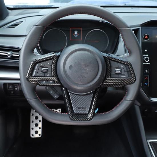 Carbon Fiber ABS Steering Wheel Button Cover Trim For Subaru WRX -23