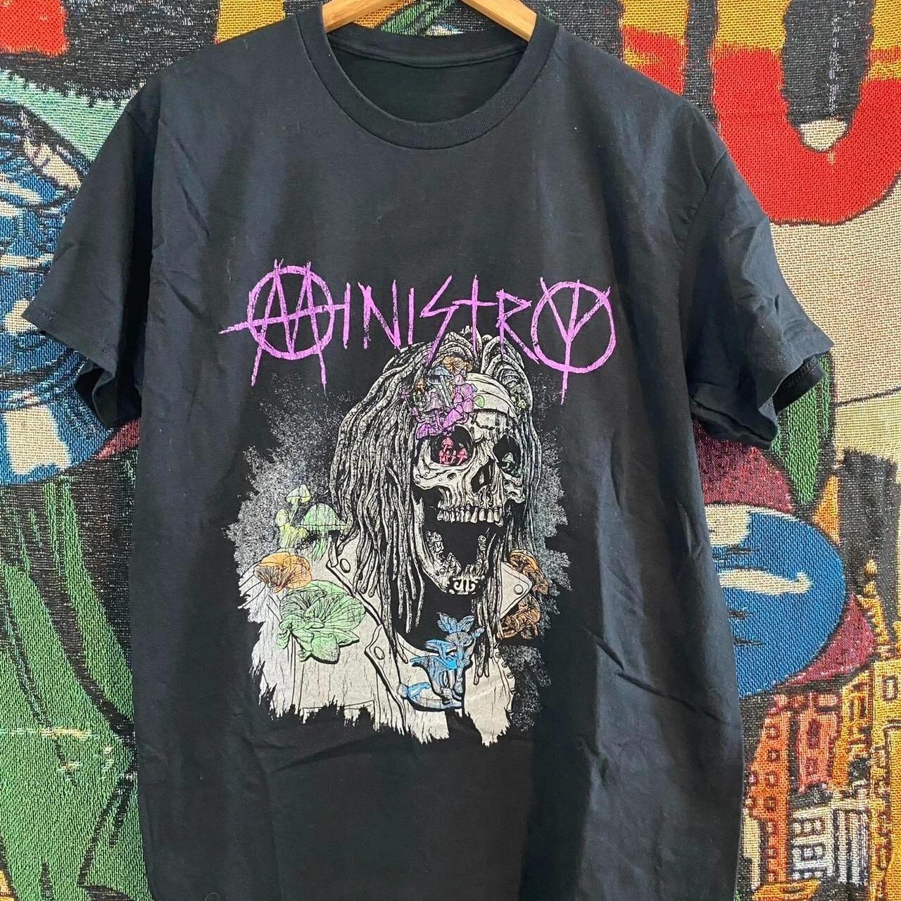 

Summer Vintagerock Ministry Rock 2024 Tour Short Sleeve Black Color Shirt Women European American Y2k Cotton Alphabet Pattern 3XL