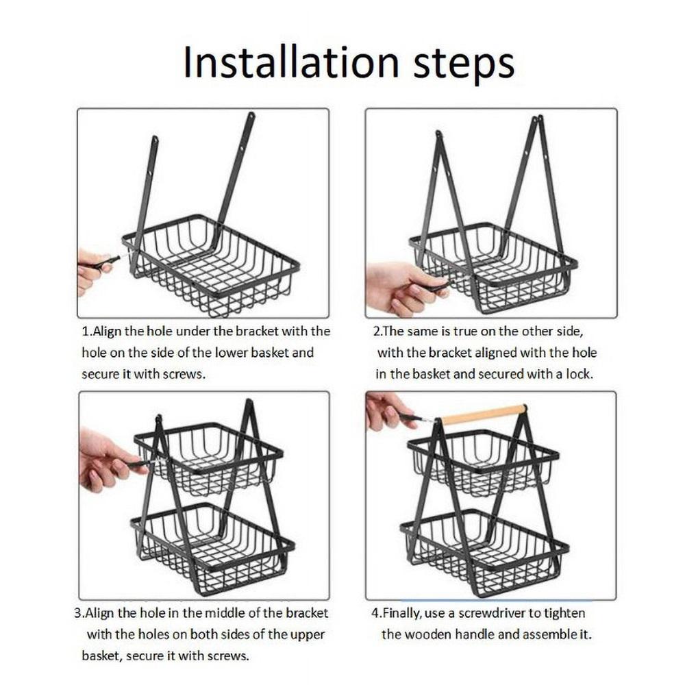2 Tier Countertop Fruit Basket,Portable Fruit Bowle Basket for Kitchen Organizer Storage & Dining Room Fruits Vegetable Bread Snacks
