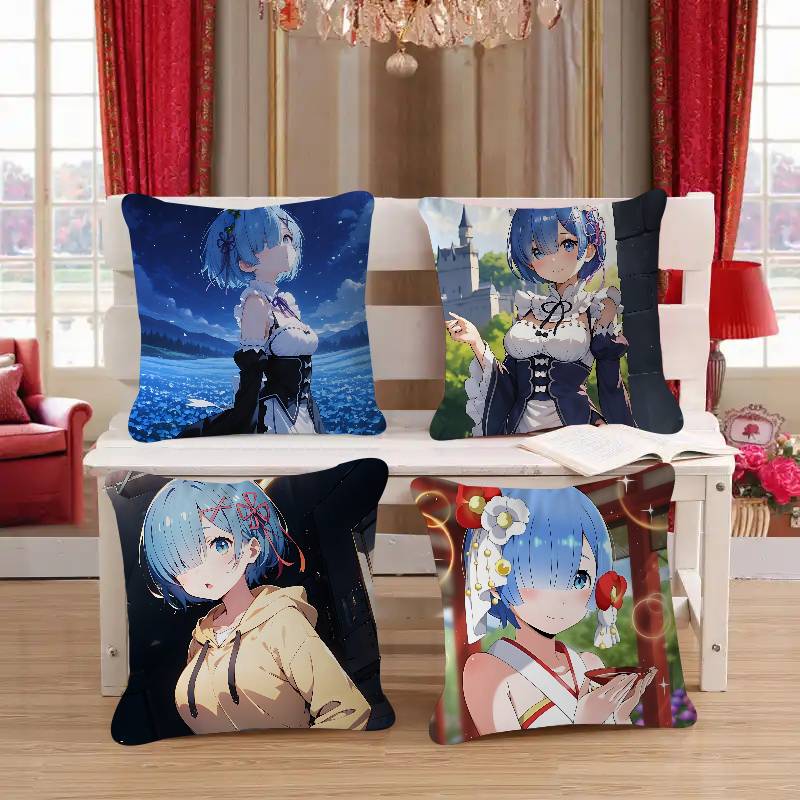 Re Zero R-Rem Pillow Gift Home Office Decoration Bedroom Sofa Car Cushion Cover Case 45x45