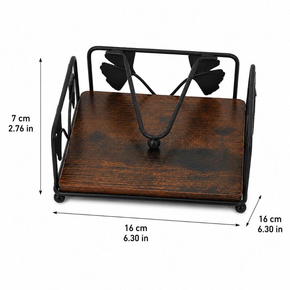 Eisen-Serviettenhalter Massivholzsockel Papierspender Taschentuchspender Taschentuchhalter Hotel Café
