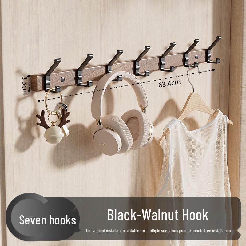 Walnut Strong Load-Bearing Door & Wall Hook Rack